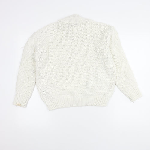 Lipsy Women's White Cable-Knit Jumper UK 8