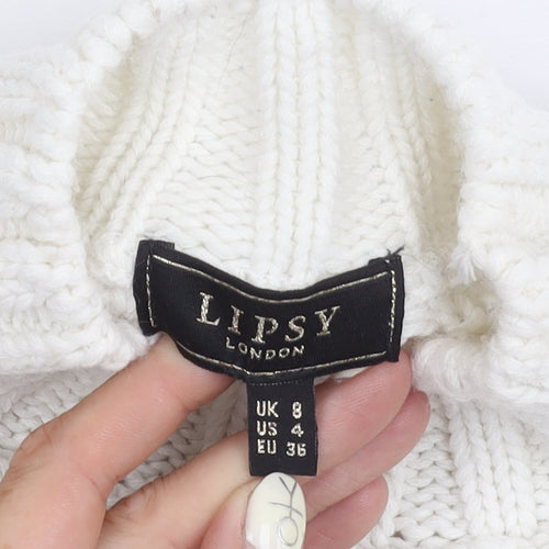 Lipsy Women's White Cable-Knit Jumper UK 8