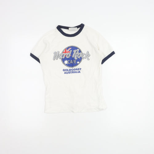 Hard Rock Cafe Women's White Ringer T-Shirt M