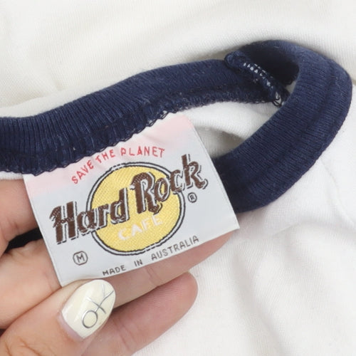 Hard Rock Cafe Women's White Ringer T-Shirt M