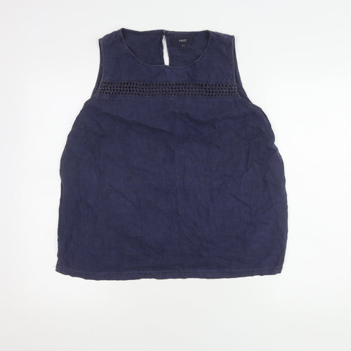 Next Women's Blue Sleeveless Tank Top with Crochet Accent