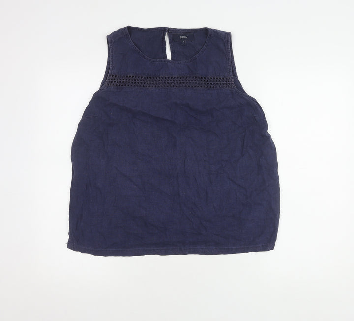 Next Women's Blue Sleeveless Tank Top with Crochet Accent