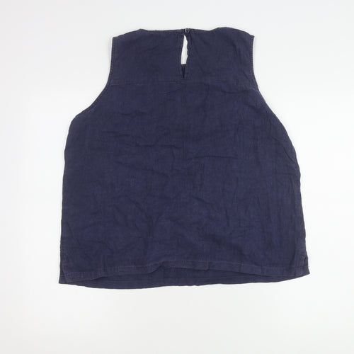 Next Women's Blue Sleeveless Tank Top with Crochet Accent