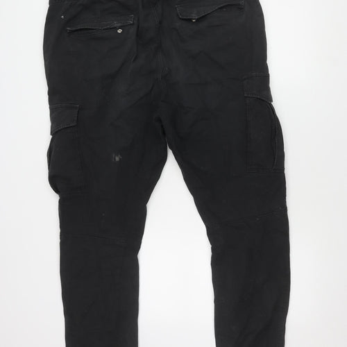 H&M Men's Black Cargo Trousers XL Slim Fit
