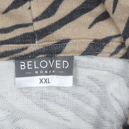 Beloved Women's Beige 2XL Animal Print Pullover Hoodie