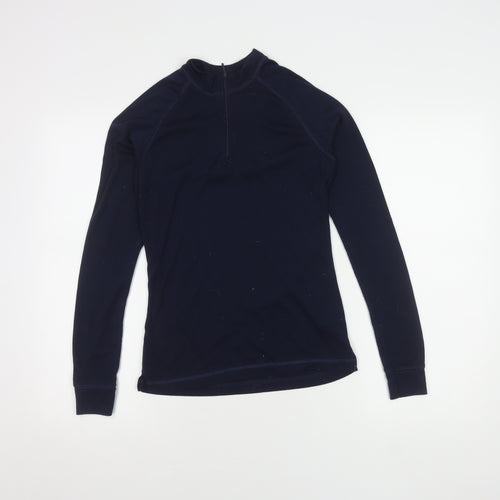 Blue Women's High Neck Zip Sweatshirt, Long Sleeve