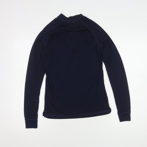 Blue Women's High Neck Zip Sweatshirt, Long Sleeve