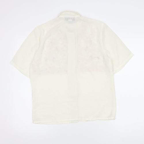 Jordan Womens Ivory Button-Up Embroidered Shirt Size 8