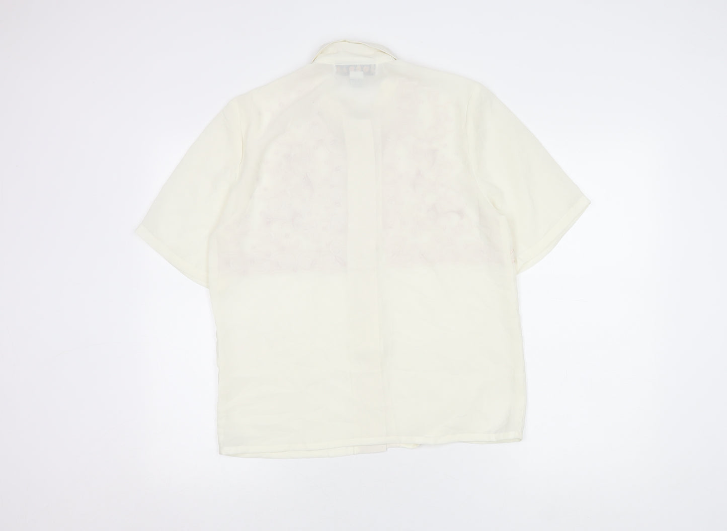 Jordan Womens Ivory Button-Up Embroidered Shirt Size 8