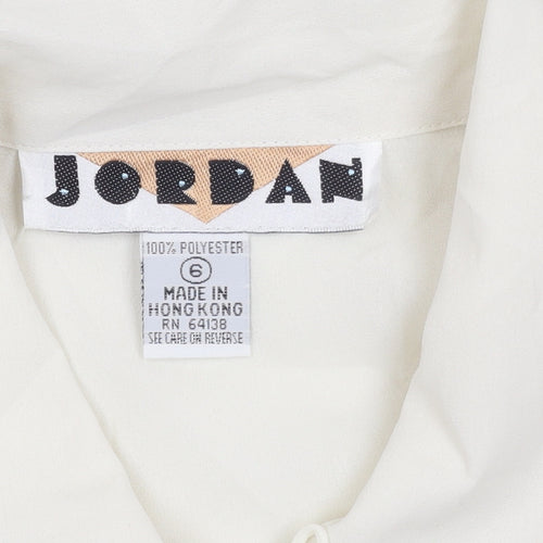 Jordan Womens Ivory Button-Up Embroidered Shirt Size 8