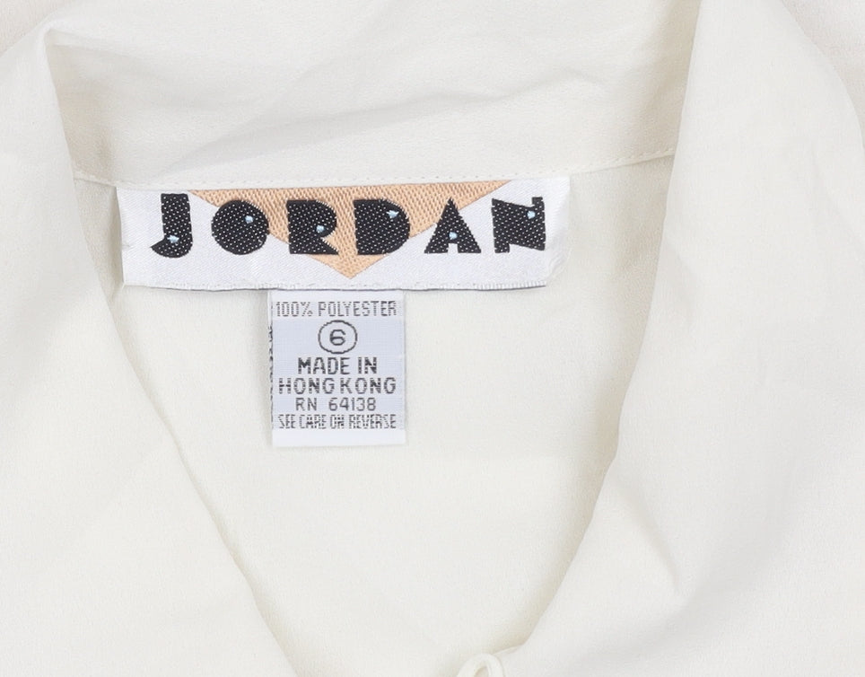 Jordan Womens Ivory Button-Up Embroidered Shirt Size 8