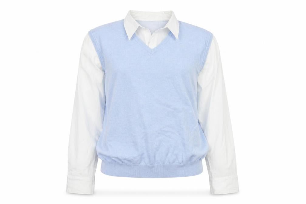 Front view of Urban Spirit Women's Blue Button-Up Shirt - XL
