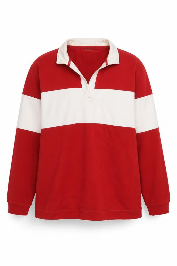 Front view of Next Women's Red Colourblock V-Neck Sweatshirt, UK 20