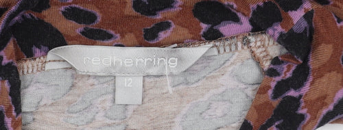 Red Herring Women's Brown Animal Print T-Shirt Size 12