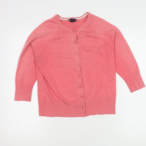 GAP Womens Pink Cardigan M Round Neck 3/4 Sleeve