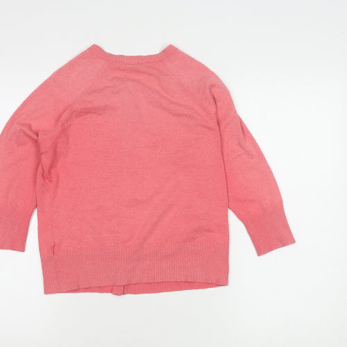 GAP Womens Pink Cardigan M Round Neck 3/4 Sleeve