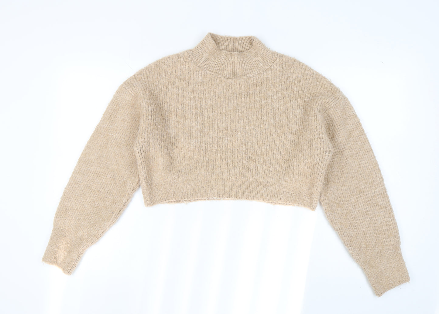 Topshop Women's Beige Mock Neck Pullover Jumper - M