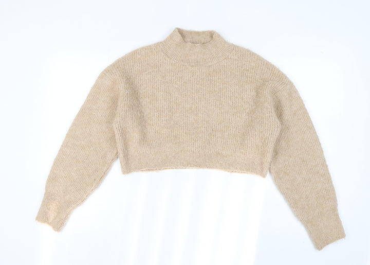 Topshop Women's Beige Mock Neck Pullover Jumper - M