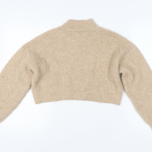 Topshop Women's Beige Mock Neck Pullover Jumper - M