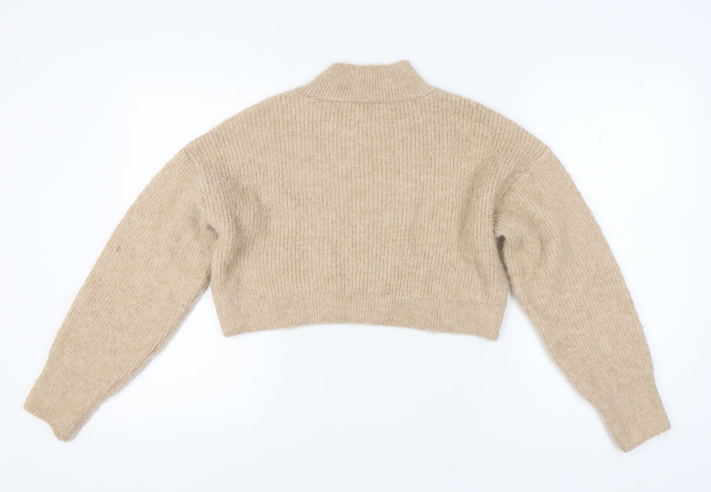 Topshop Women's Beige Mock Neck Pullover Jumper - M