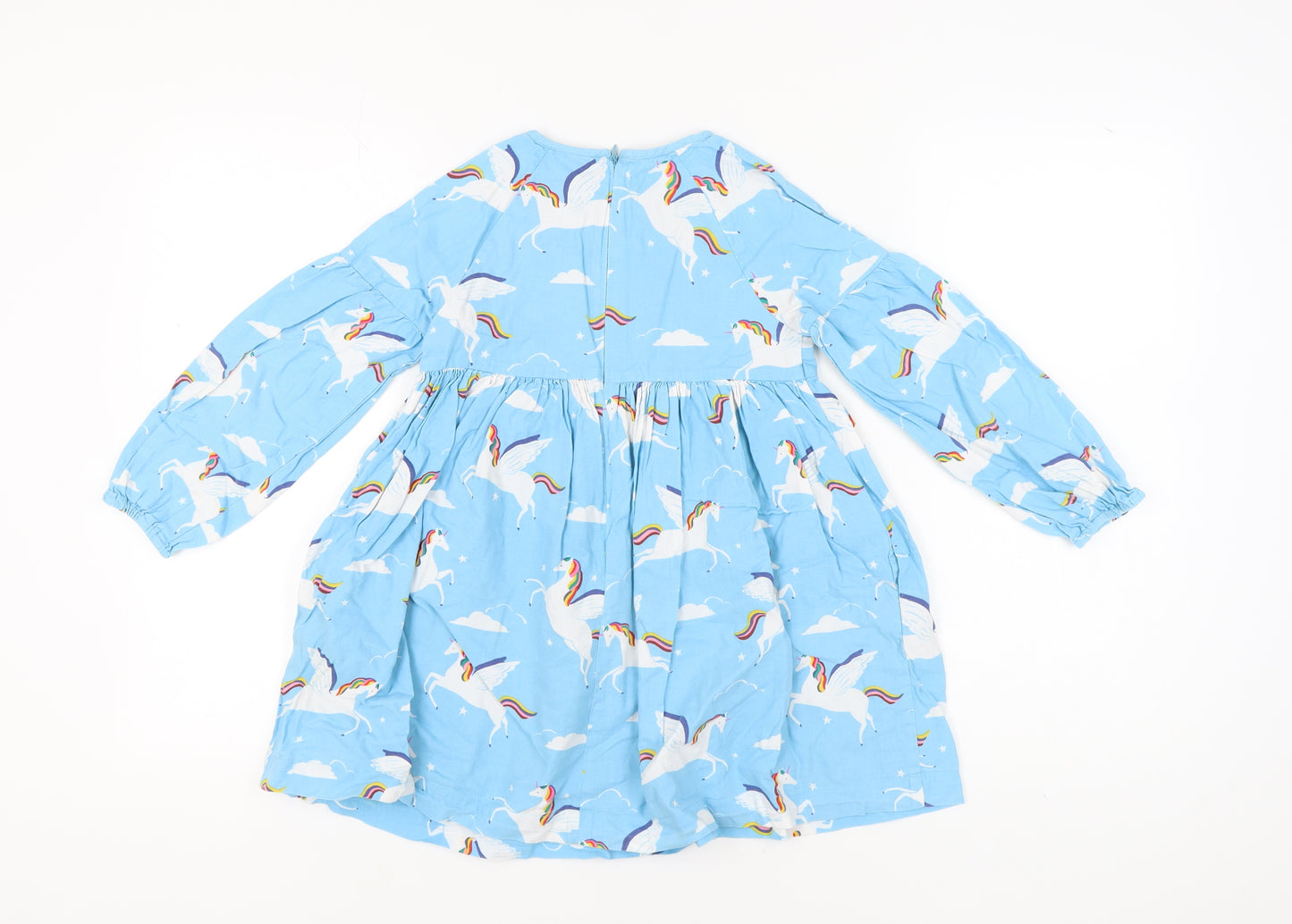 Mini Boden Girls Blue Unicorn Dress, 7-8 Years, A-Line Style