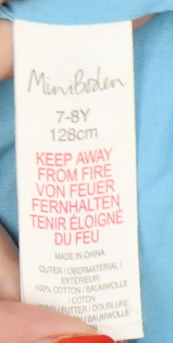 Mini Boden Girls Blue Unicorn Dress, 7-8 Years, A-Line Style