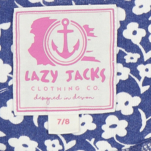 Lazy Jacks Girls Blue Floral Pullover Sweatshirt 7-8 Years