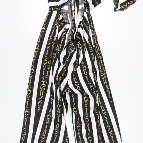 ASOS Women's Black White Stripe Jumpsuit UK 12