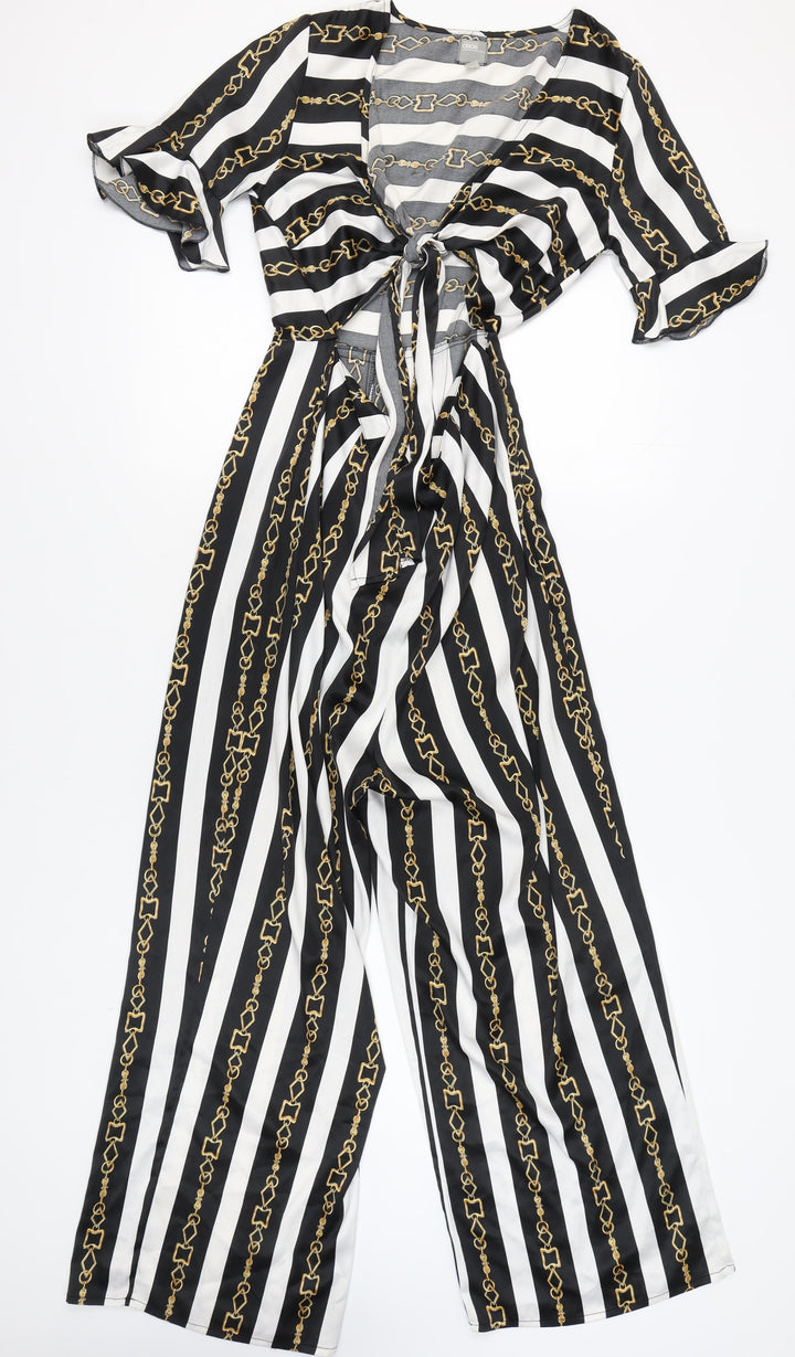 ASOS Women's Black White Stripe Jumpsuit UK 12