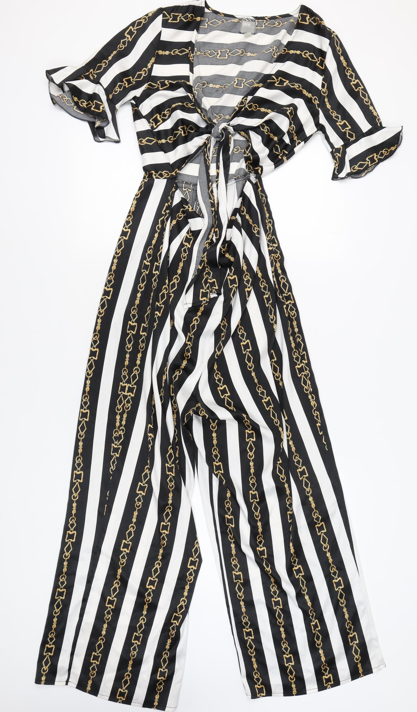 ASOS Women's Black White Stripe Jumpsuit UK 12