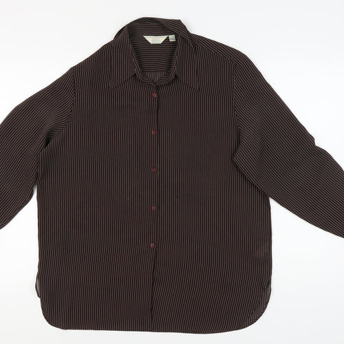 Next Women's Brown Striped Button-Up Shirt, Size M