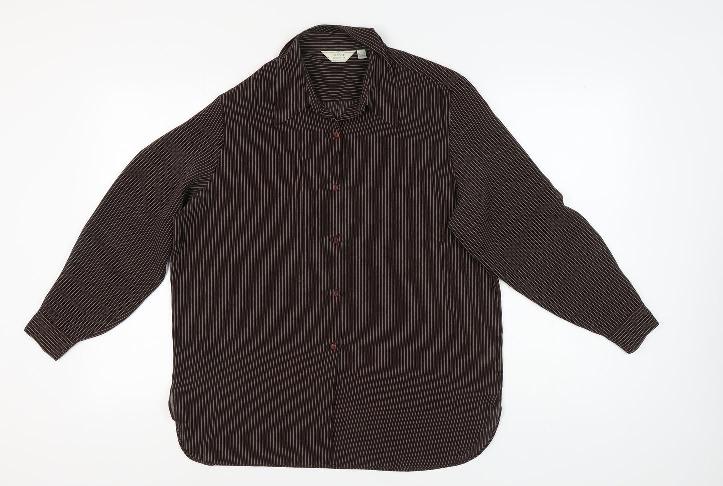 Next Women's Brown Striped Button-Up Shirt, Size M