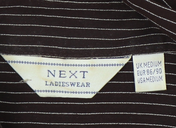 Next Women's Brown Striped Button-Up Shirt, Size M