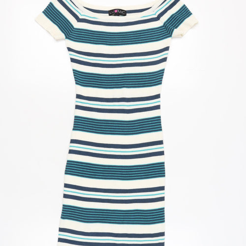 LU NYC Women's Multicoloured Striped Bodycon Dress L