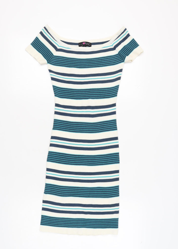 LU NYC Women's Multicoloured Striped Bodycon Dress L