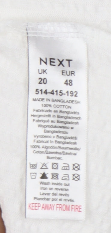 Next Women’s White Sleeveless Dress, Size 20, Comfortable Cotton