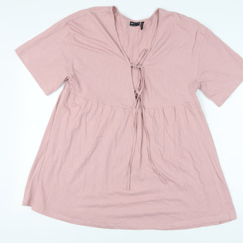 ASOS Design Women's Pink Empire Waist Tie Dress Size 14