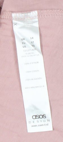 ASOS Design Women's Pink Empire Waist Tie Dress Size 14