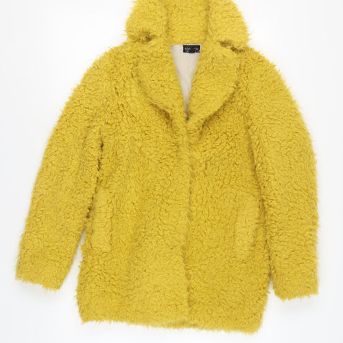 Topshop Women’s Yellow Overcoat Size 10 Regular Teddy
