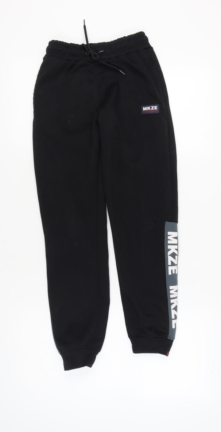 MKZE Girls Black Jogger Trousers, Size 13, Elastic Waist