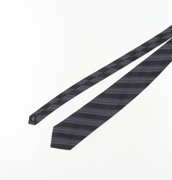 Daniel Hechter Men's Black Striped Silk Tie