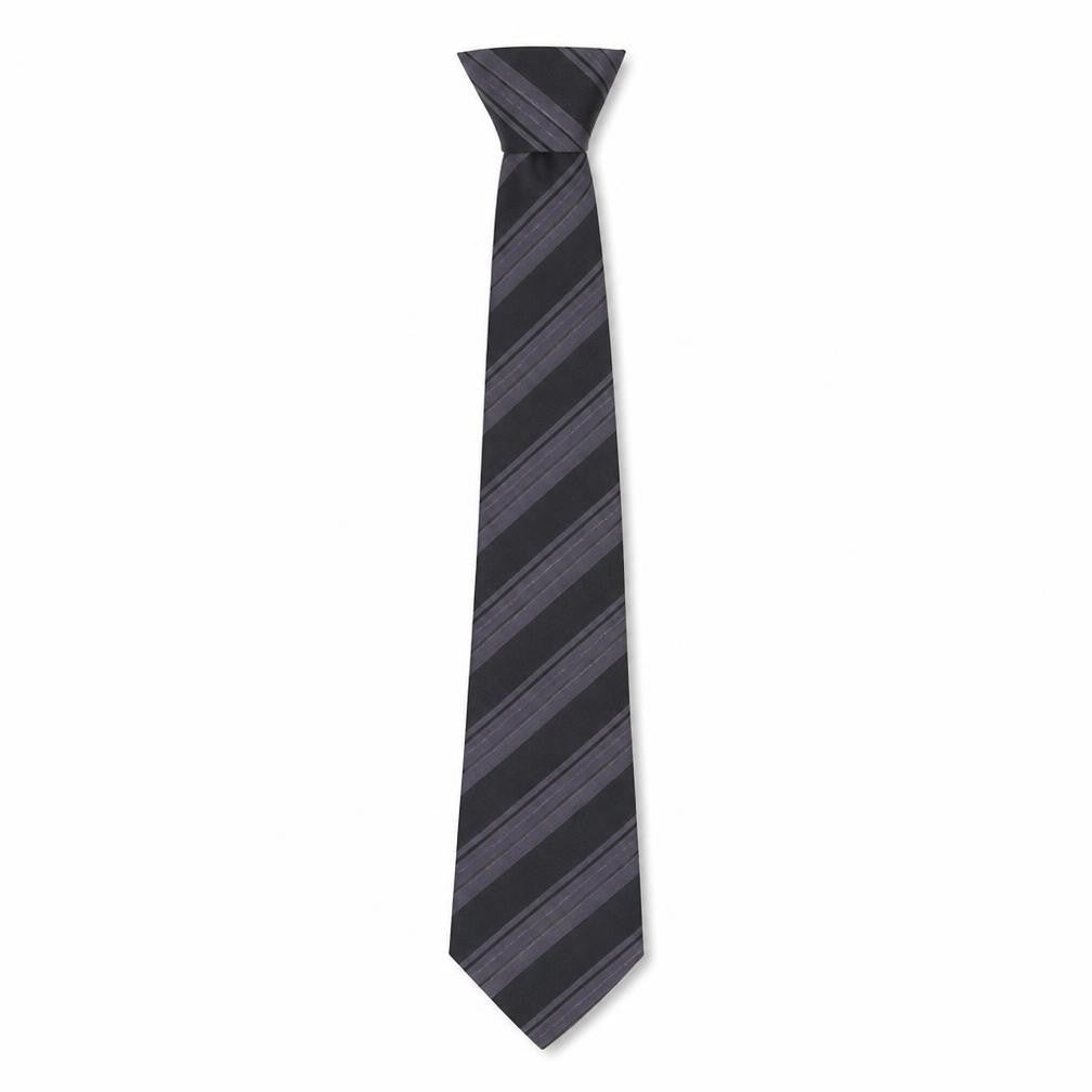 Front view of Daniel Hechter Men's Black Striped Silk Tie