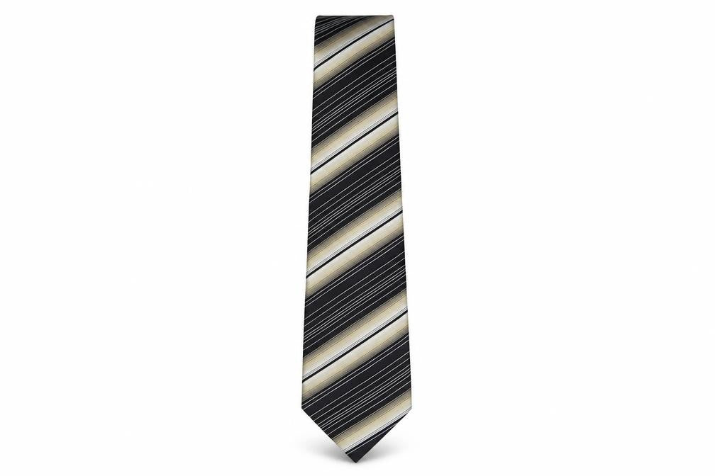 Front view of Bäumler Men's Black Striped Designer Silk Tie