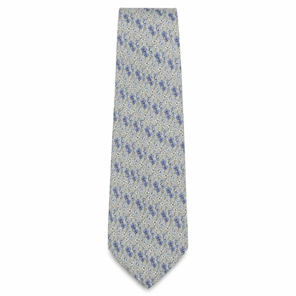 Front view of Daniel Hechter Men's Blue Floral Silk Tie