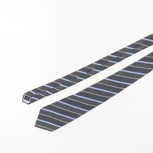 Jeff Banks Men's Blue Black Striped Silk Tie