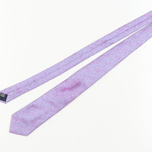 Moss 1851 Men's Purple Silk Slim Tie, Floral Pattern - One Size