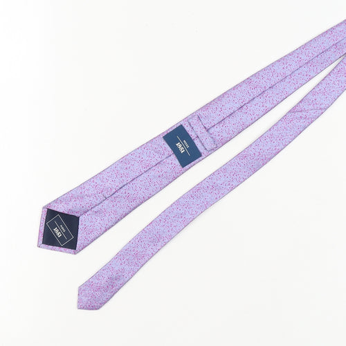 Moss 1851 Men's Purple Silk Slim Tie, Floral Pattern - One Size