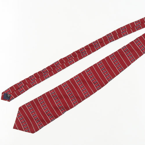 Van Heusen Red Silk Geometric Tie for Men - One Size