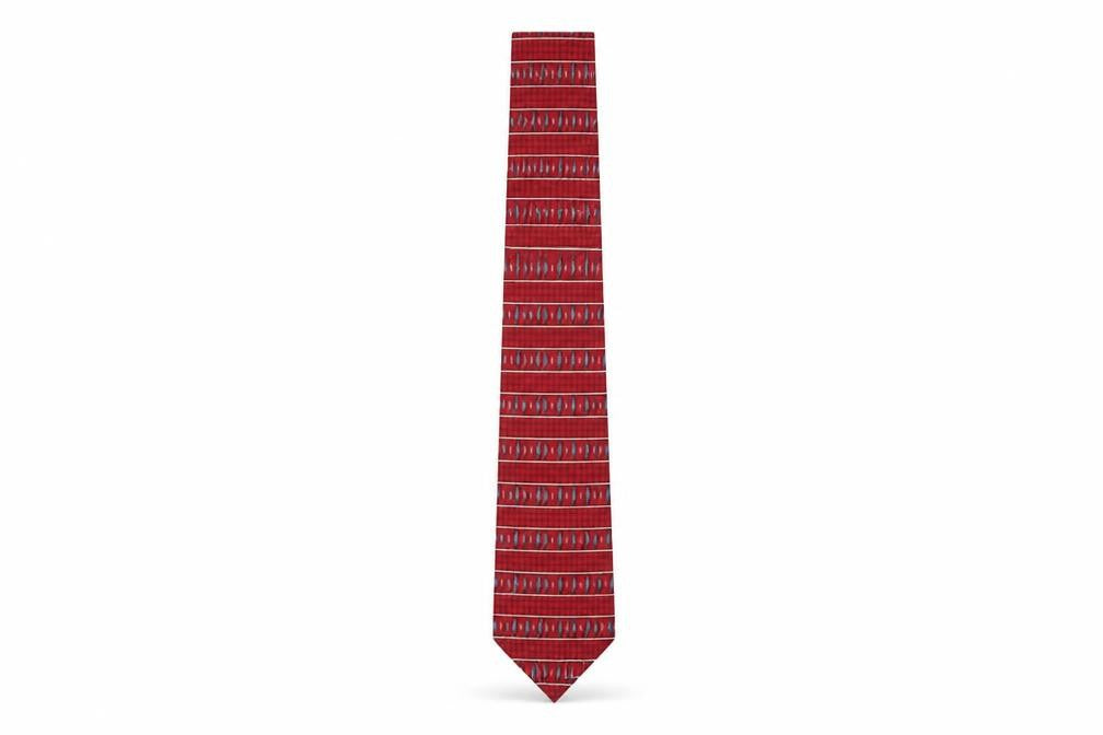 Front view of Van Heusen Red Silk Geometric Tie for Men - One Size