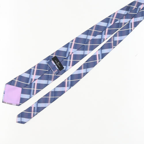 Jeff Banks Men's Blue Checked Silk Tie